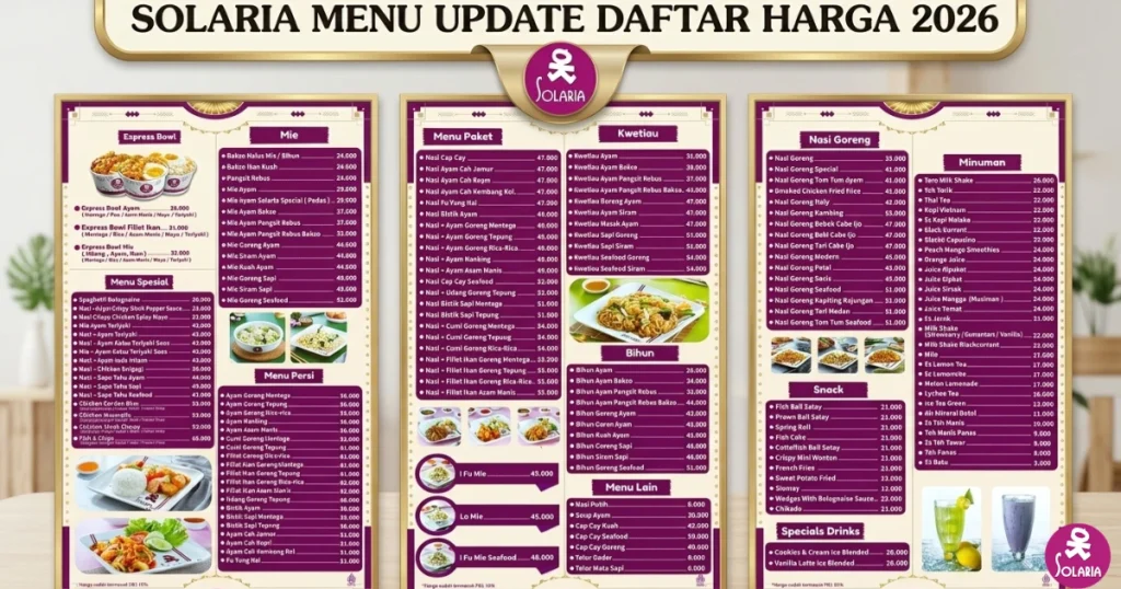 Menu Solaria 2026 Terbaru dan Harga Lengkap โ Daftar Paling Enak & Best Seller 2 Daftar Menu Solaria